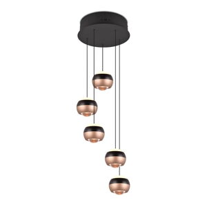 LED závěsné svítidlo s kovovým stínidlem ø 30 cm v černo-měděné barvě Orbit – Trio Select